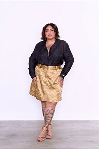 SAIA CURTA DOURADO KIM PLUS SIZE