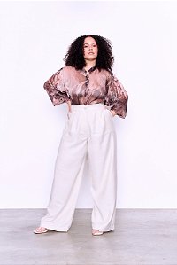CALÇA ALFAIATARIA RETA MESCLA NATURAL PLUS SIZE