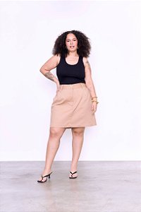 SAIA CURTA BEGE MICHELLE PLUS SIZE