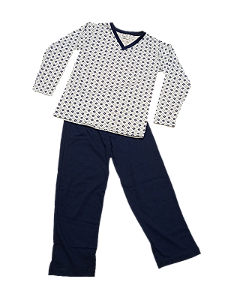 Pijama Infantil Masculino Longo de Malha Penteada de Algodão