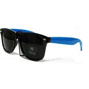 Óculos Retro - Preto - haste azul royal