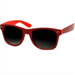 Óculos Retro -  Quadriculado Vermelho e Preto