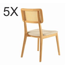 KIT 5x - Cadeira Duna - Natural / Linho