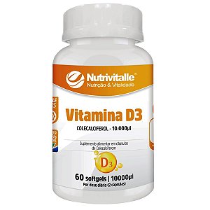 Vitamina D3 10.000ui 60 Cápsulas Nutrivitalle