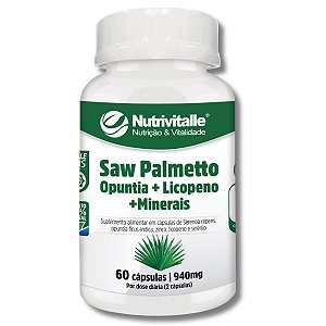 Suplemento Em Cápsula Saw Palmetto + Opuntia + Licopeno + Minerais 60 Cápsulas Nutrivitalle