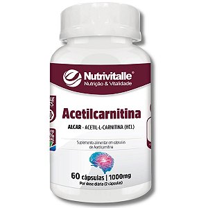 Acetilcarnitina Hcl 1000mg 60 Cápsulas Nutrivitalle