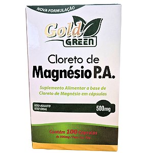 Cloreto De Magnésio P.A 500mg 100 Cápsulas Gold Green