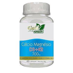 Cálcio Magnésio D3 + k2 700mg 60 Cápsulas Gold Green
