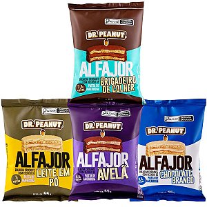 Kit 4 Alfajor Dr. Peanut 55g Avelã / Brigadeiro de Colher /  Chocolate Branco / Leite em Pó