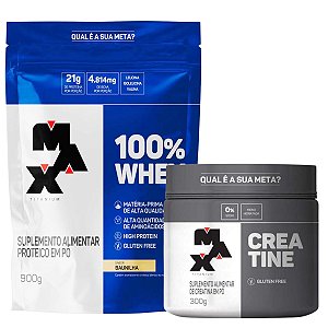 Whey Protein Concentrado Max Titanium 100% Whey 900g Refil + Creatina 300g