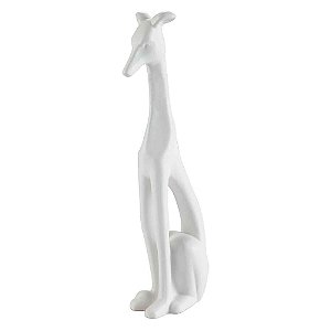 Escultura Cachorro Decorativo Branco Cerâmico MX0005 40cm BTC