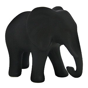 Elefante Cerâmico Preto 18cm