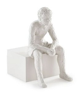 Escultura Pessoa Em Pé Poliresina Off White - 12794