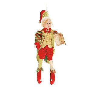 Boneco Pierrot P/ Pendurar Decoração Natal 22cm Vermelho