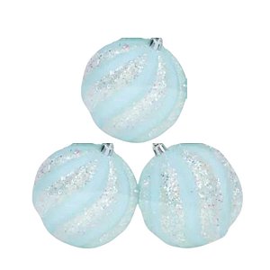 Bola Natalina 8cm C/6 Listra Glitter AZC Cromus
