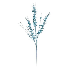 Galho Natalino Azul Folhas Glitter Grande 75cm Natal1un Cromus