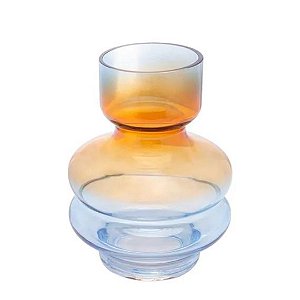 Vaso de Vidro Sodo Calcico c/ Borda Dourada 14x20cm