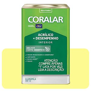 Coralar Amarelo 18L Canário Tinta Acrílica Economica Coral