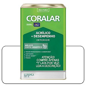 Coralar Branco 18L Tinta Acrílico Econômico Coral