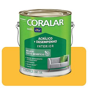Coralar Amarelo Frevo 3,6L Tinta Acrílico Econômica Coral