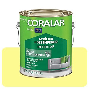 Coralar Amarelo Canário 3,6L Tinta Acrílico Econômica Coral