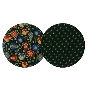Sousplat Artesanal Natal Pinheiro/ Bolas Verde 30cm C/MDF