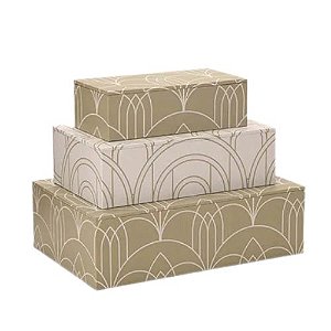 Kit com 03 Caixas Decorativas em Canvas/MDF Verde Estampado - Mart