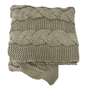 Manta Decorativa de Tricô Trama Tranças Marrom 0,90X1,80 049-106