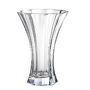 Vaso Petals de vidro Transparente C/ Listras Retas 20cm