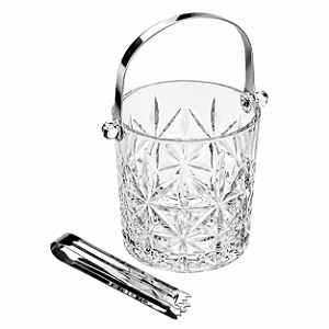 Balde De Gelo Vidro Cristal Alça E Pegador Bebidas 15x13x14