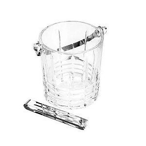 Balde De Gelo Vidro Cristal Alça E Pegador Bebidas 15x13x14