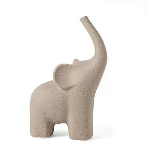 Escultura Decorativa Elefante M Cinza Em Ceramica 27,5x16x11cm 16569 Mart