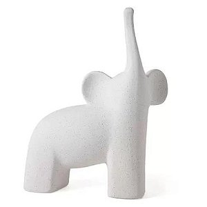 Escultura Decorativa Elefante G Em Ceramica Branco 32,5x25x10cm 16569 Mart