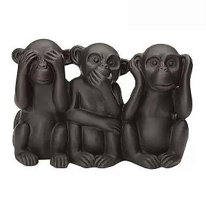 Escultura Macaco da Sabedoria Em Cimento Preto – Mart