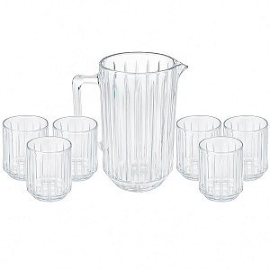 Jarra 1,45L C/ Copos 300ML De Cristal Conjunto 7PC Bangkok