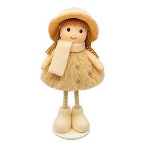 Mini Pelucia Boneca Marrom Cromus 16cm