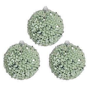 Bola Natalina 10cm C/4 Flocadas Verde Claro 1923691 Cromus