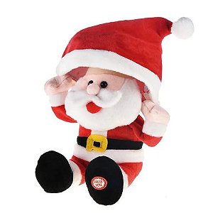 Papai Noel Animado Branco e Vermelho 30cm Cromus