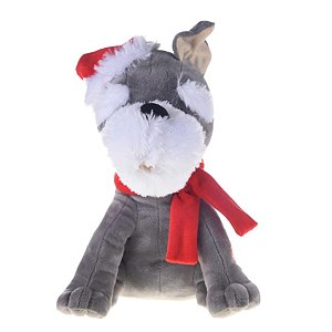 Boneco Natalino Urso C/Movimento Cachorro Natalino Cinza 30cm