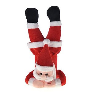 Papai Noel Animado Branco e Vermelho 15cm Cromus