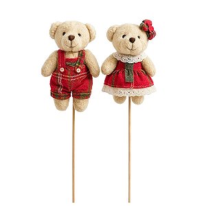 Pick Natalino Casal Mini Pelúcia Urso 4cm 1Un Cromus