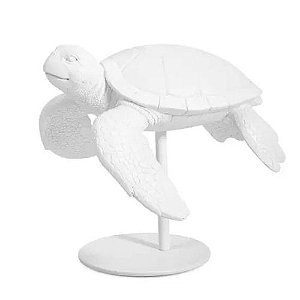 Escultura Tartaruga Branca Poliresina 21x22x20cm 17529 Mart