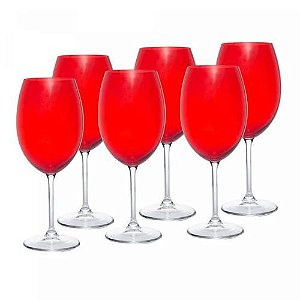 Taça de Vinho Banquet C/6 Vermelho 580ml 35713 Wolff