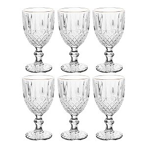Taça De Água Greek C/6 C/Fio Dourado 345ml 35692 Wolff