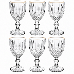 Taça De Água Greek C/6 C/Fio Dourado 320ml 35692 Wolff