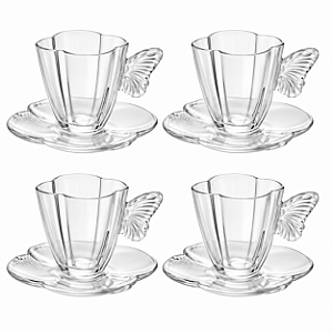 Xícara de Café C/4 Vidro, Pires Butterfly 80ml 29271 Wolff