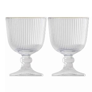 Taça de Vidro Fio de Ouro Lines C/2Un 380ml 20637 Wolff