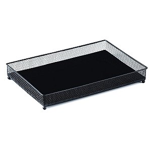 Bandeja Em Metal Preto C/ Vidro Espelhado 11981 4x28x18cm Mart