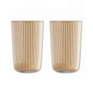 Conjunto 2 Copos Altos de Vidro Lines Âmbar 450ml 20644 Wolff