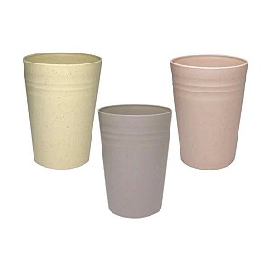 Copo Plástico Lines Bege De Bambu 300ml 2736 Lyor